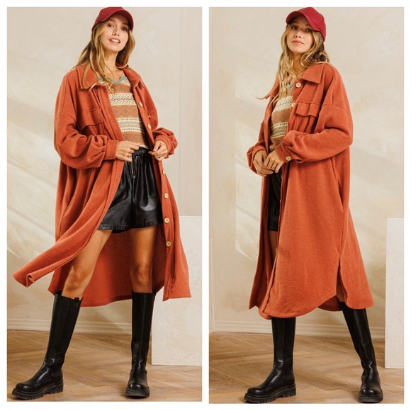 Cozy Most Fabulous Stretch Front Button Down Long Coat - Picture 2 of 4